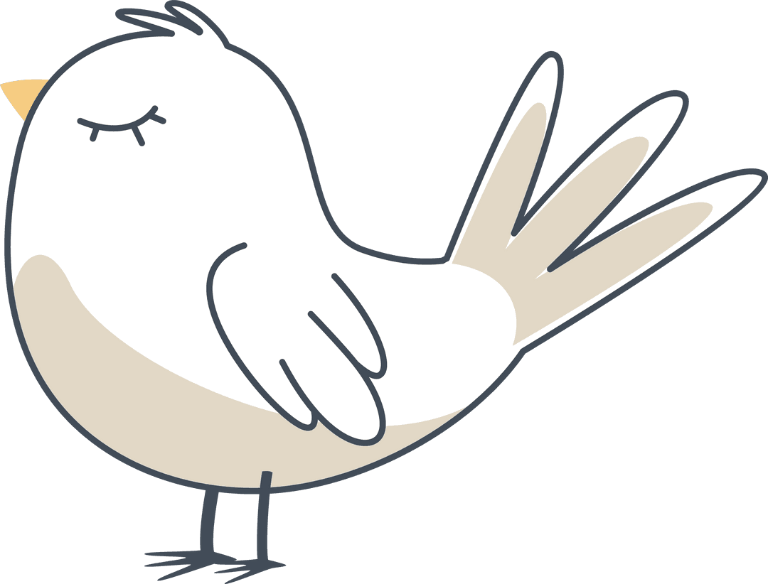 Whimsical cartoon bird illustration on transparent background