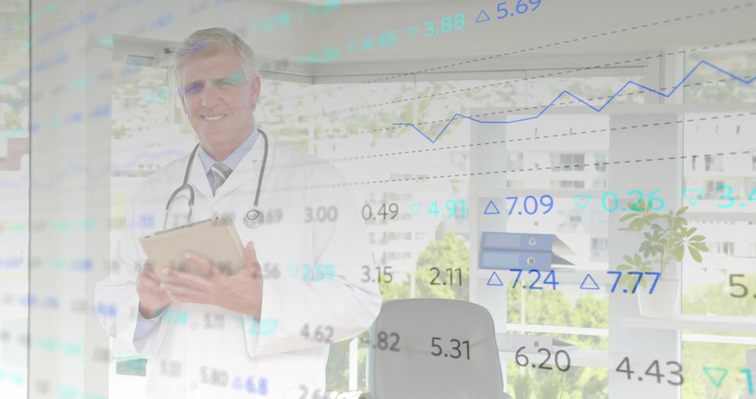 Senior Doctor Using Analytics to Enhance Healthcare Efficiency