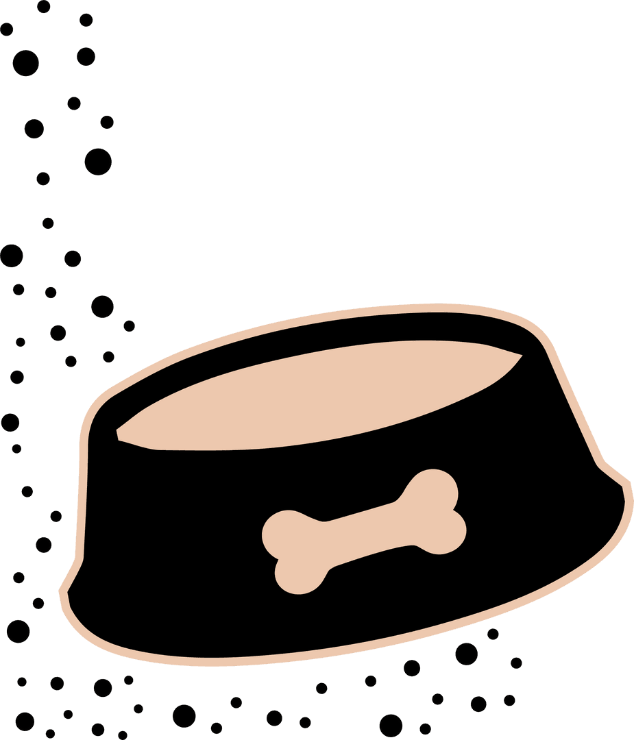 Modern Minimalist Dog Bowl Illustration on Transparent Background