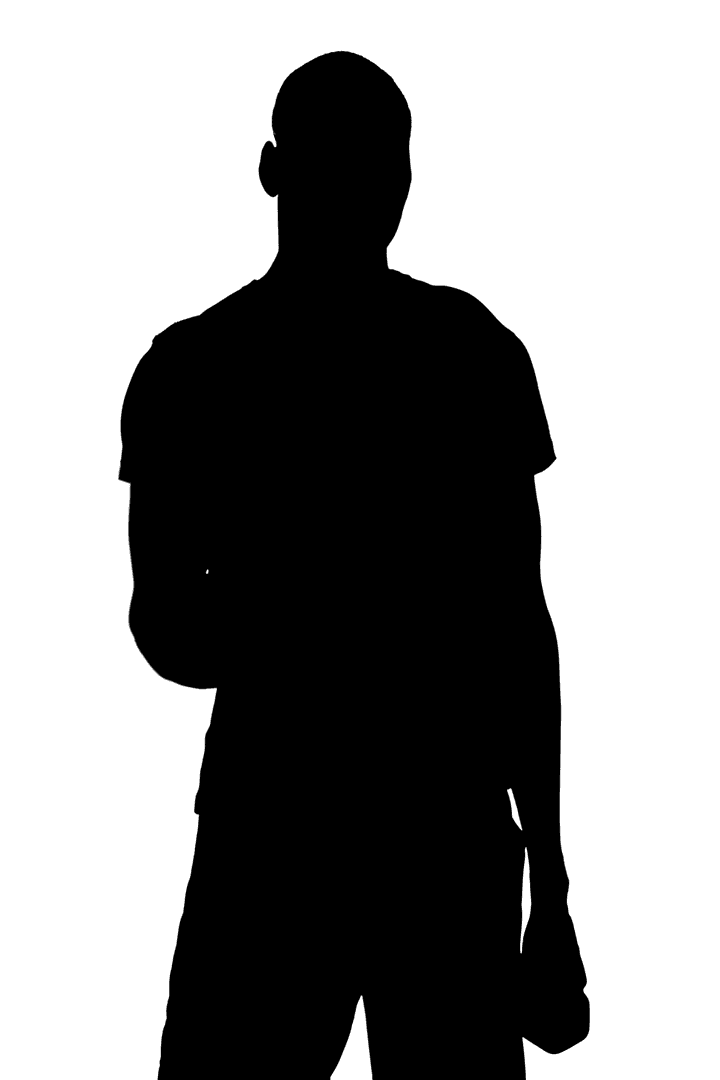 Silhouette of Man Holding Equipment in Strong Transparent Backlight