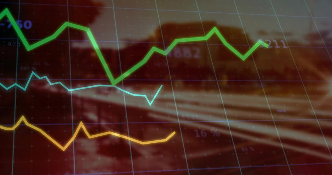 Overlay of Line Graph Trends on Busy Highway Scene