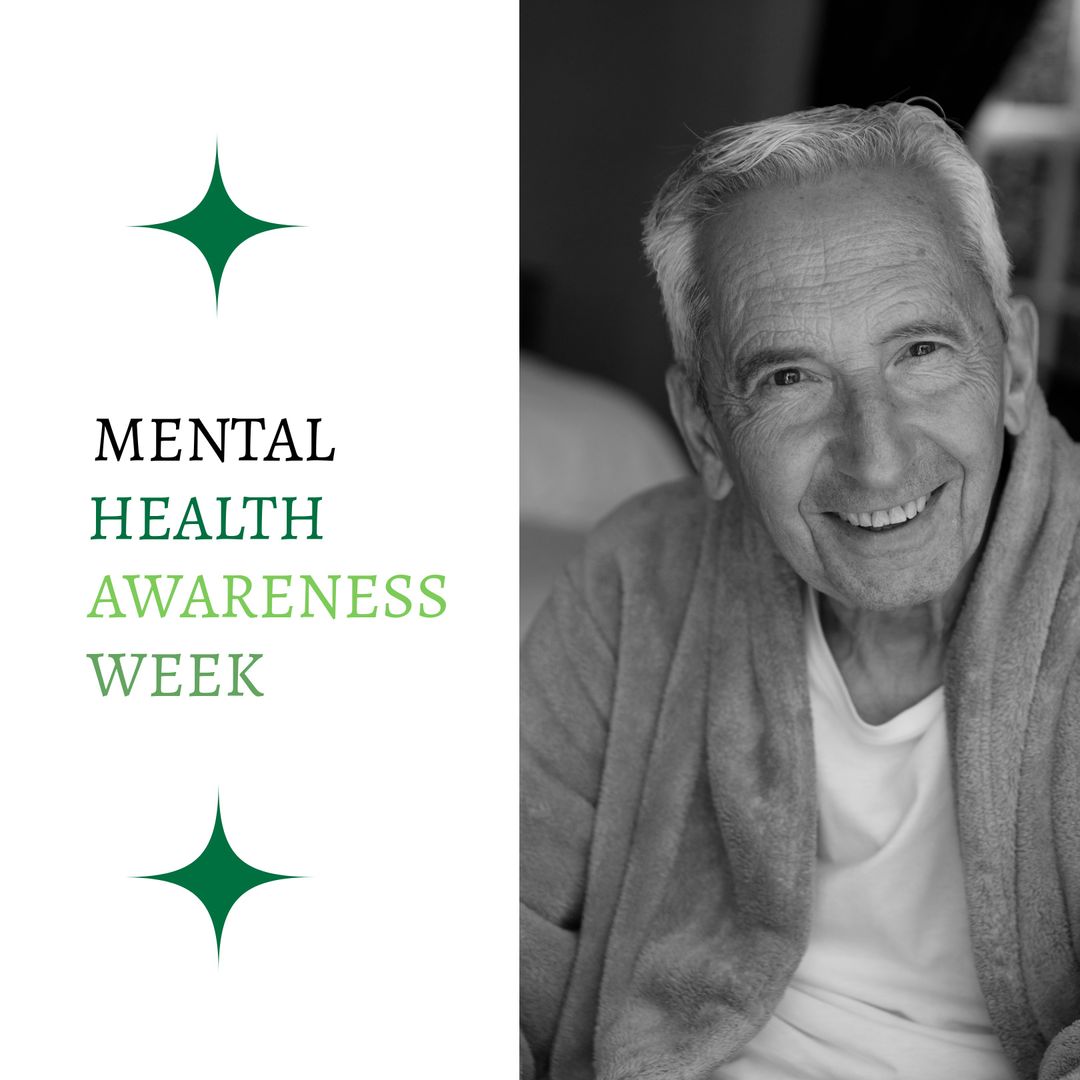 Elderly Man Promoting Mental Health Awareness