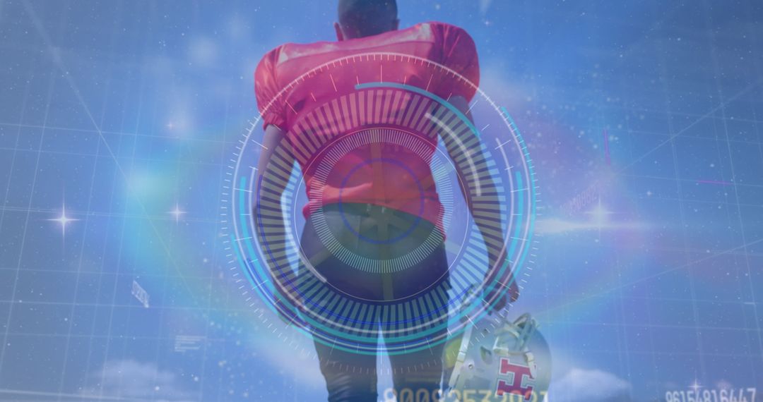 Futuristic Data Technology with Football Player and Digital Overlay