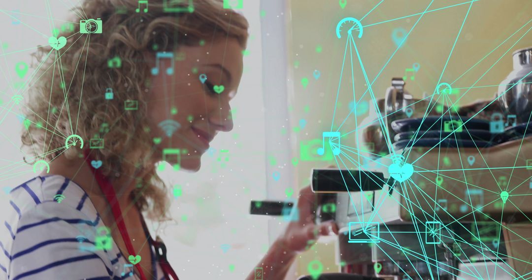 Barista Working Modern Technology in Cafe Environment