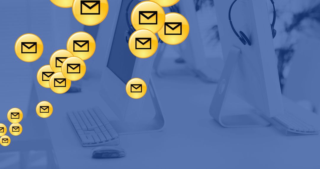 Digital Email Network and Computer Workspace in Modern Office