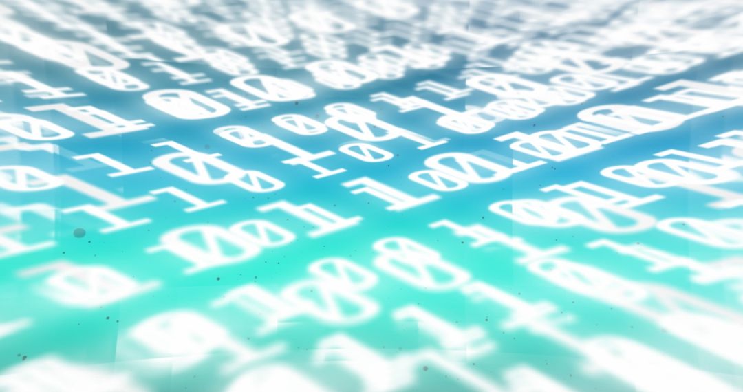 Binary Code Flowing Against Gradient Background