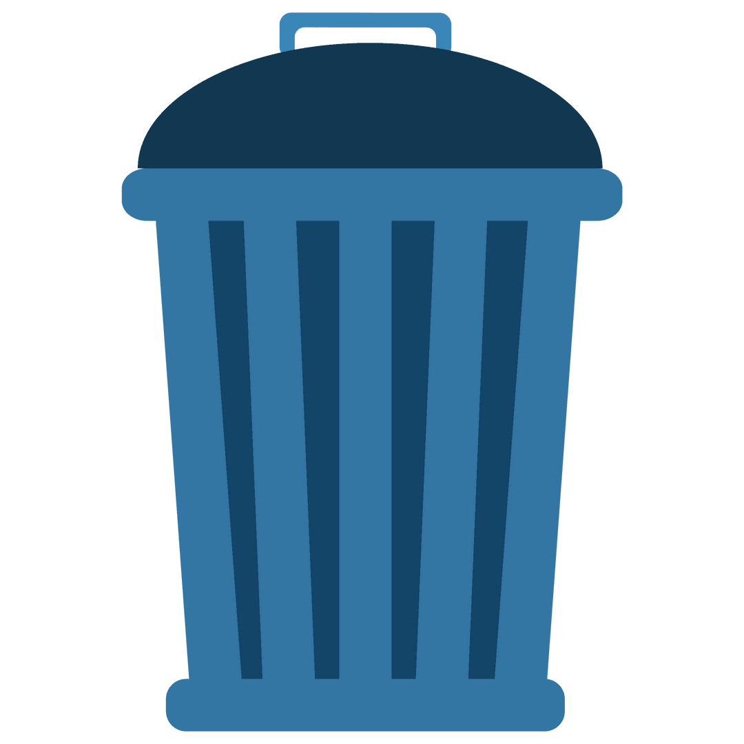 Blue Rubbish Bin Icon with Transparent Background