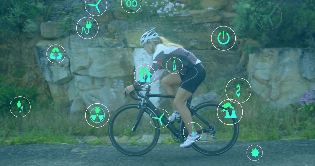 Cyclist Embracing Green Energy Riding Through Nature