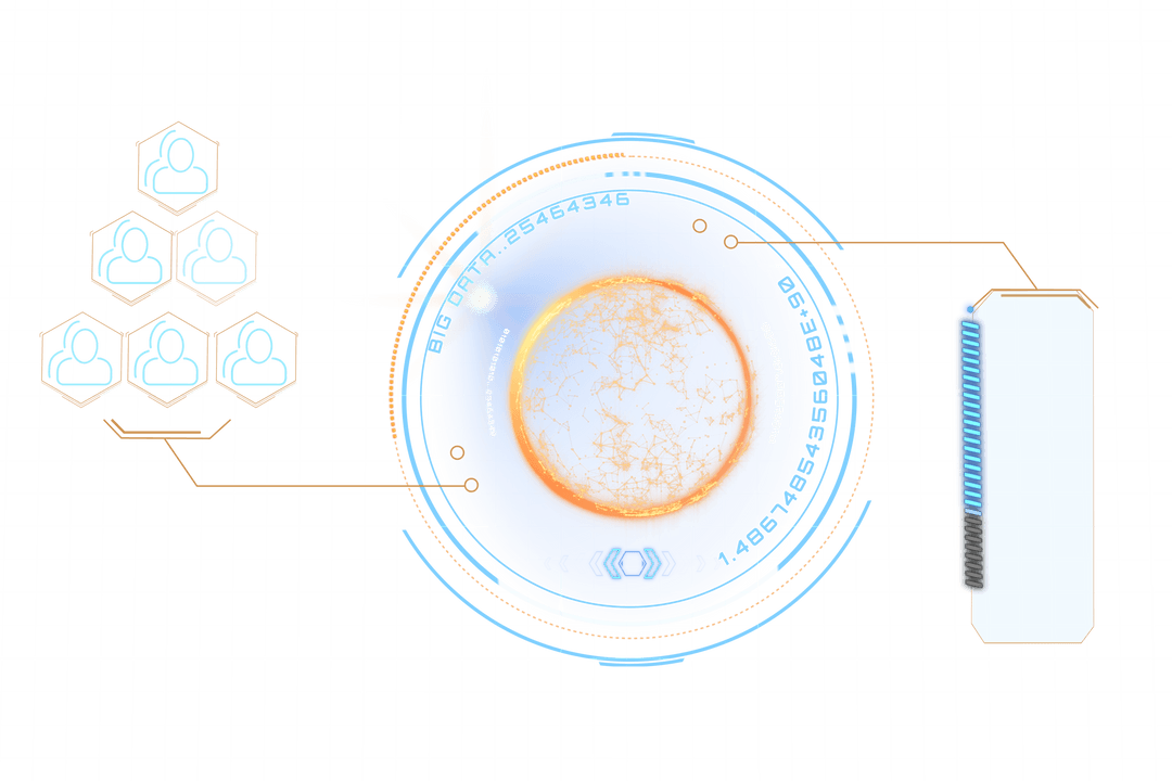 Futuristic Data Processing Interface on Transparent Background