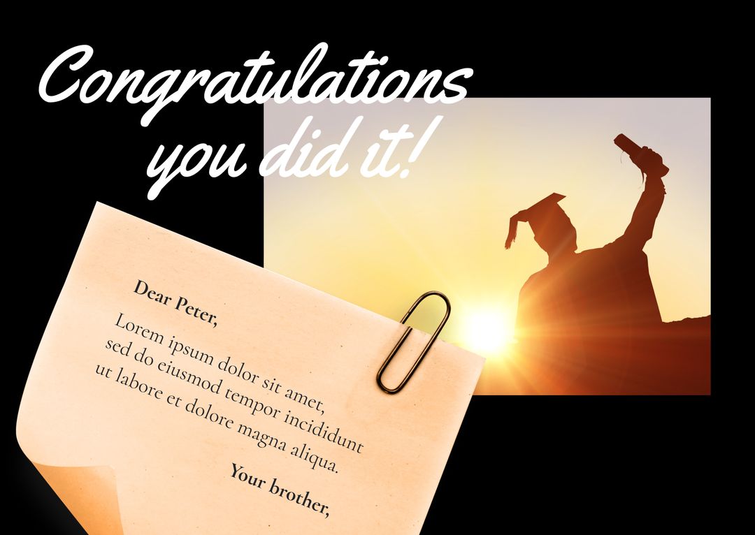 Graduation Congratulations Concept with Note and Graduate Silhouette