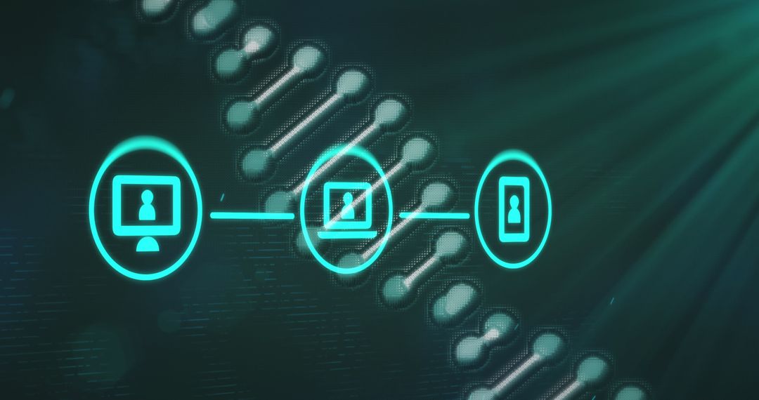 Digital Network Over DNA Strand Symbolizing Genetics and Technology