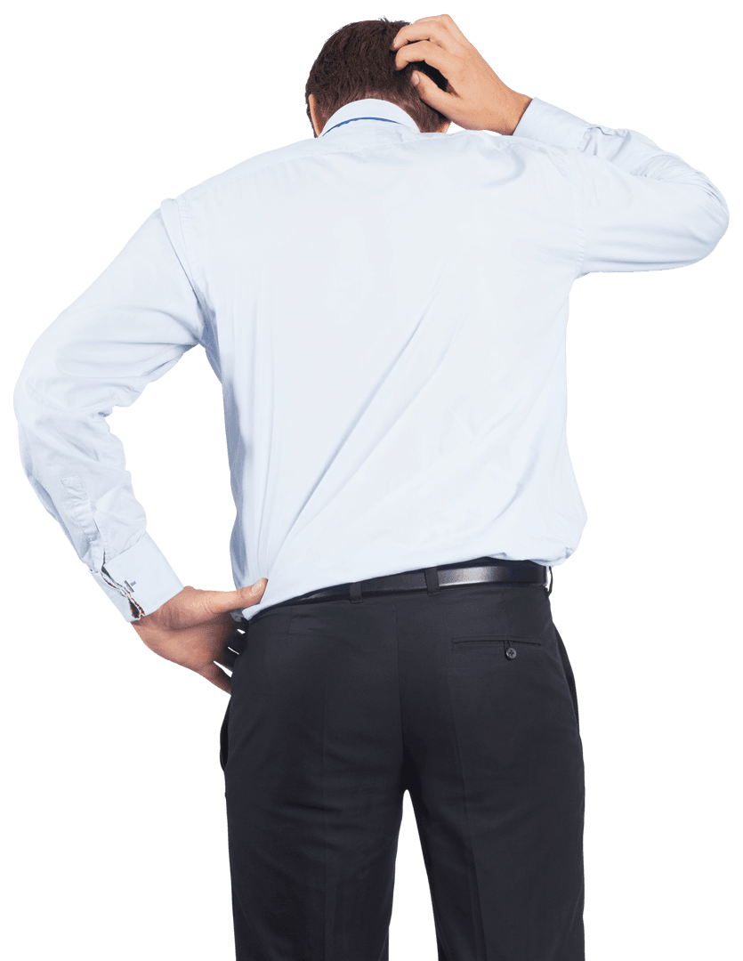 Businessman Scratching Head on Transparent Background Illustration