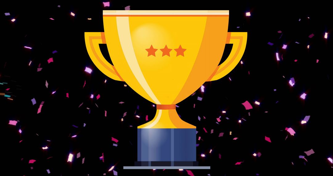 Golden Trophy with Confetti Background Celebrating Victory
