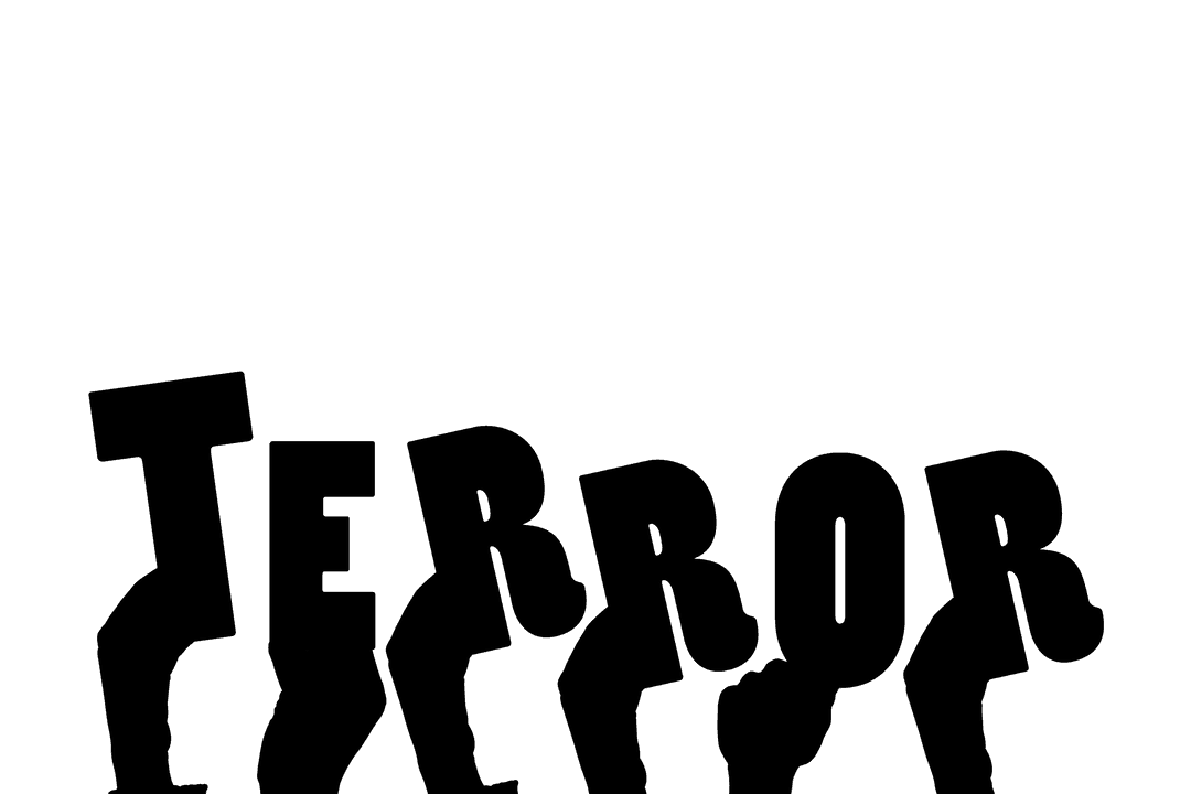 Conceptual Illustration: Hands with Terror Text on Transparent Background