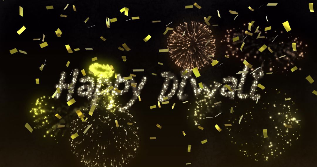 Festive Diwali Celebration with Fireworks and Confetti