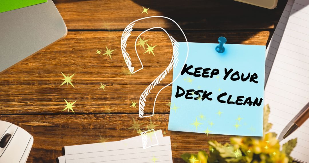 Inspirational Workspace Reminder with Question Mark and Note