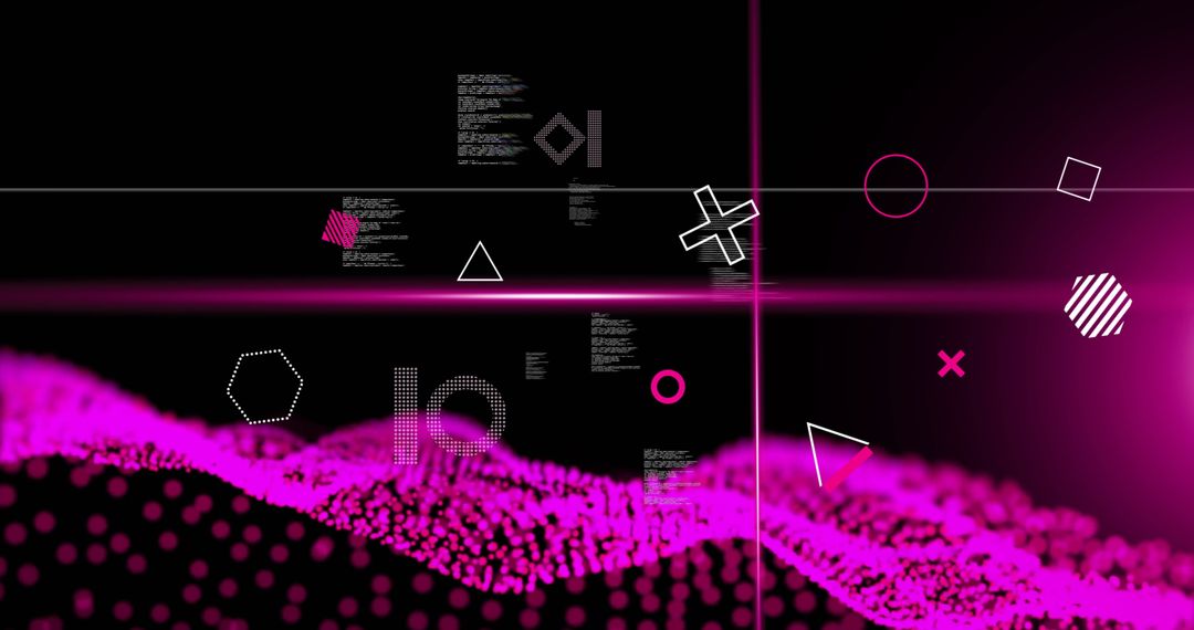 Abstract Digital Network Interface with Rotating Geometric Shapes