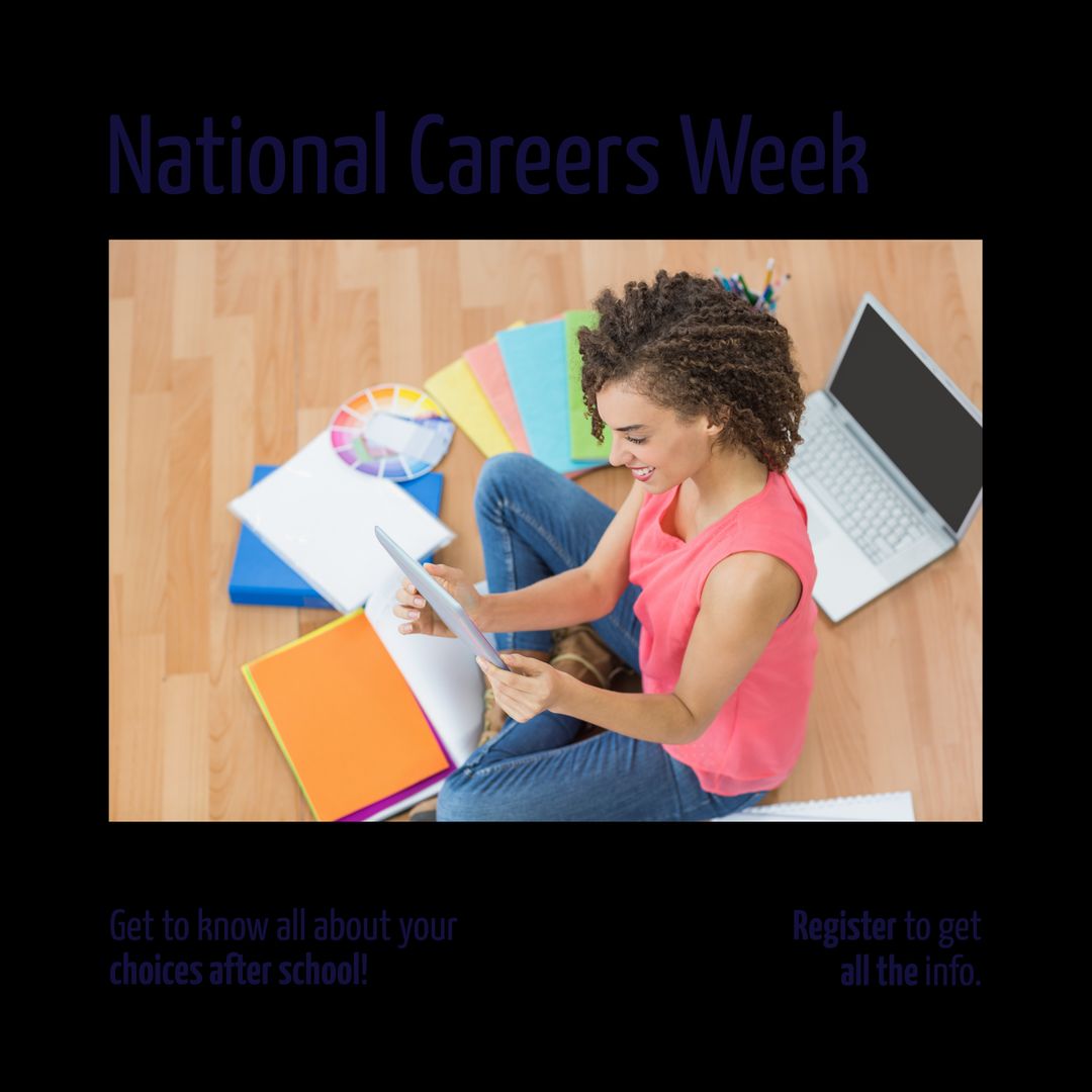 Young Woman Engaging in Career Planning with Digital Tablet