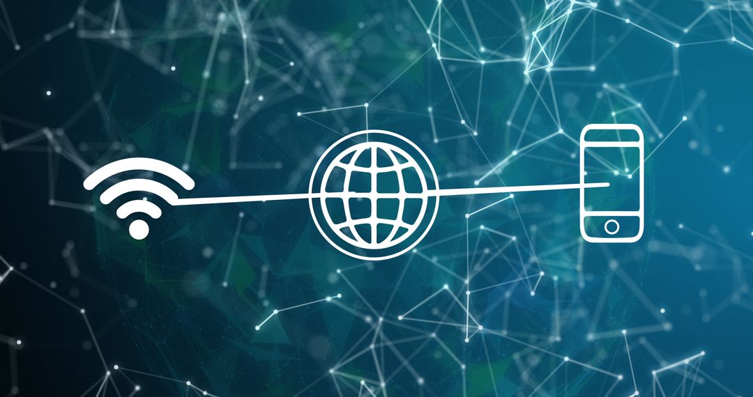 Digitally Connected Smartphone With Global Network Icons