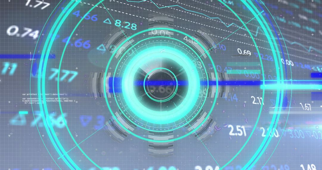 Futuristic Financial Data Digital Interface with Green Processing Circle