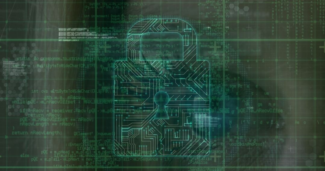 Cyber Security Concept with Digital Padlock and Data Streams