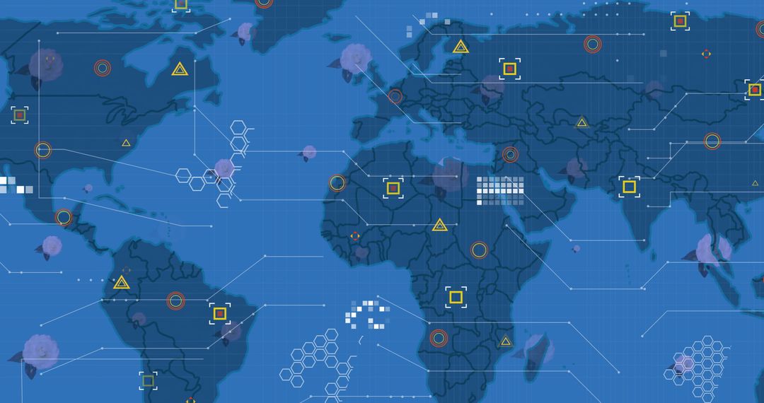 Digital data visualization on world map for global connectivity