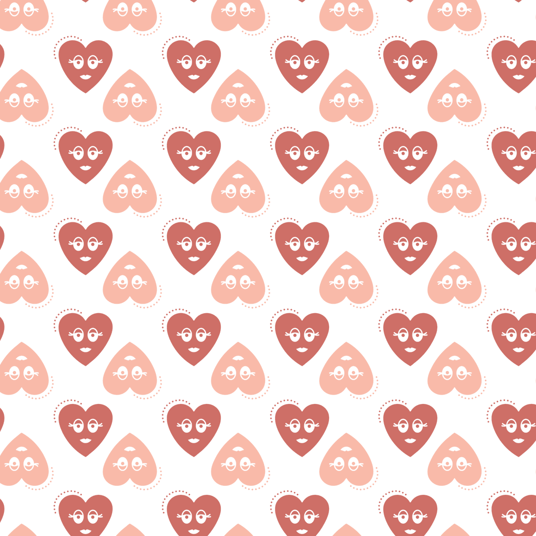 Seamless Pink and Red Heart Pattern Transparent Background