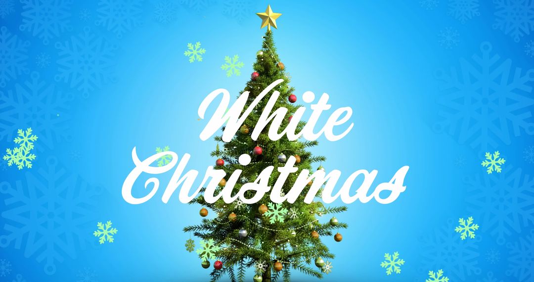 Festive White Christmas Greetings with Decorated Tree