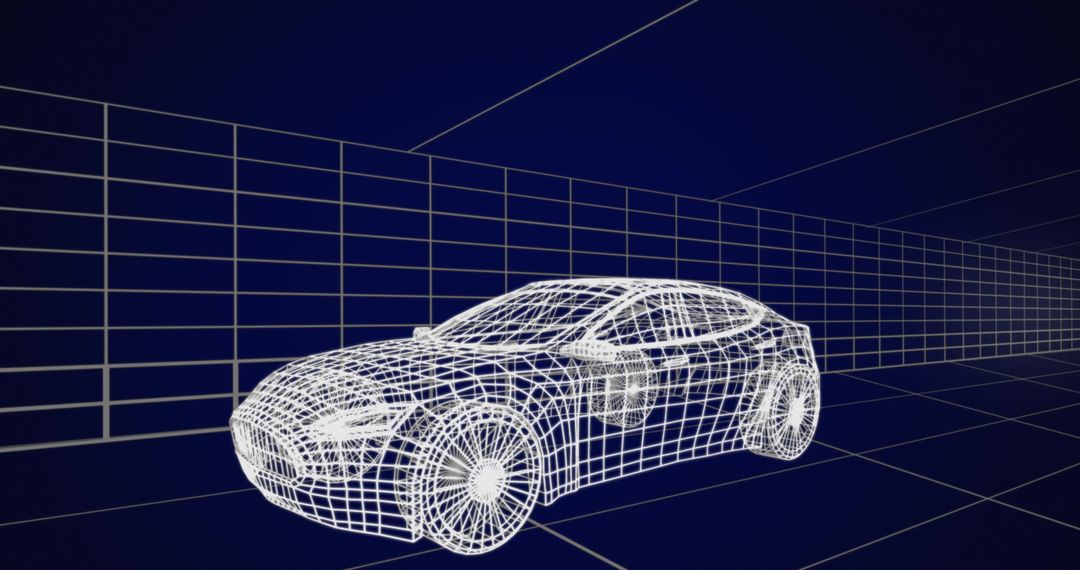 Futuristic Car Design in Digital Grid Space