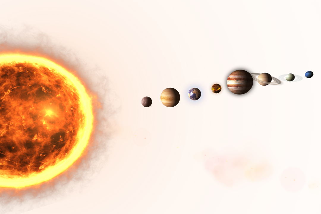 Transparent Space Illustration with Solar System Planets Line-Up and Burning Sun - Download Free Stock Images Pikwizard.com