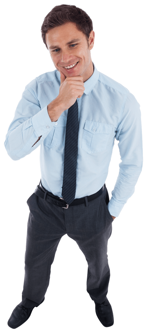 Transparent Thinking Businessman Wearing Formal Attire