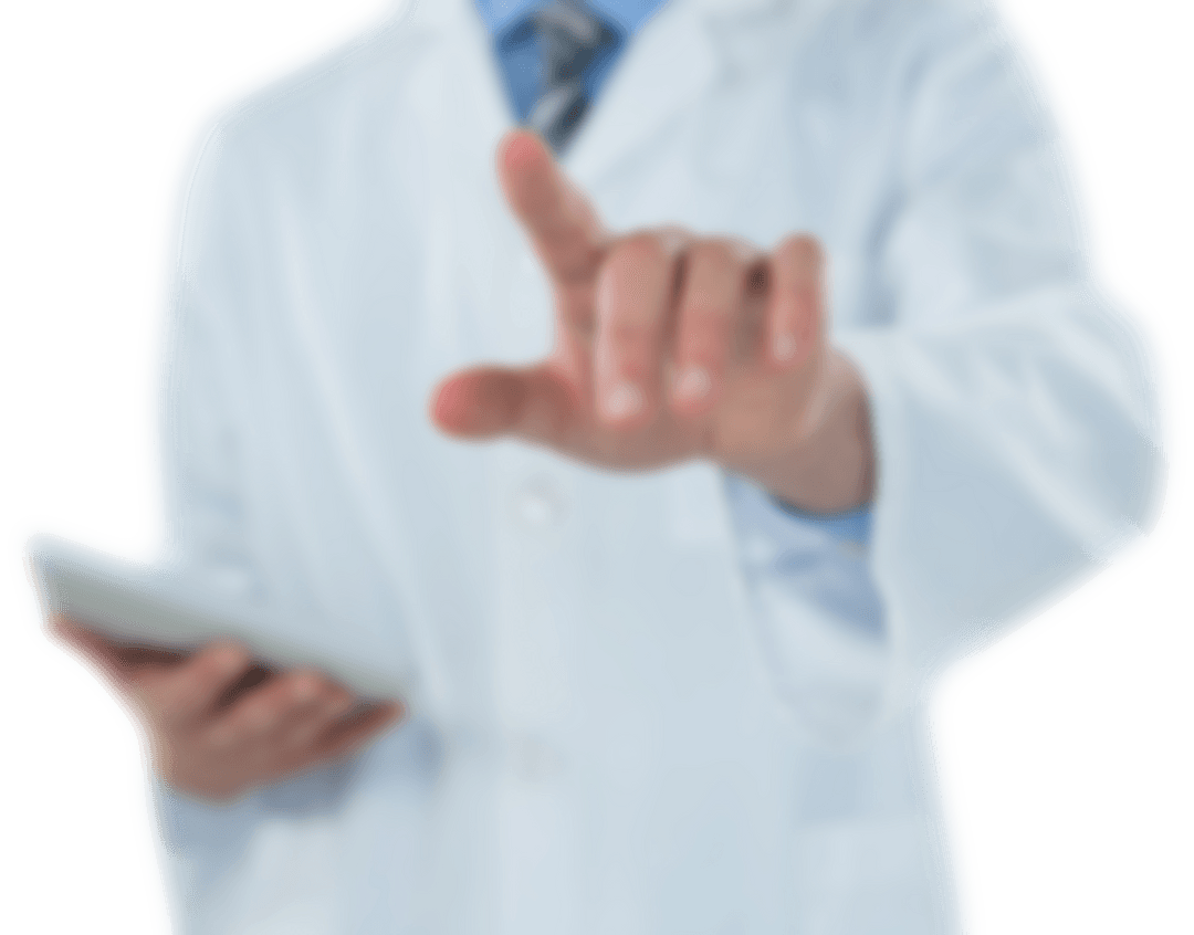 Transparent Interface in Use by Doctor with Tablet