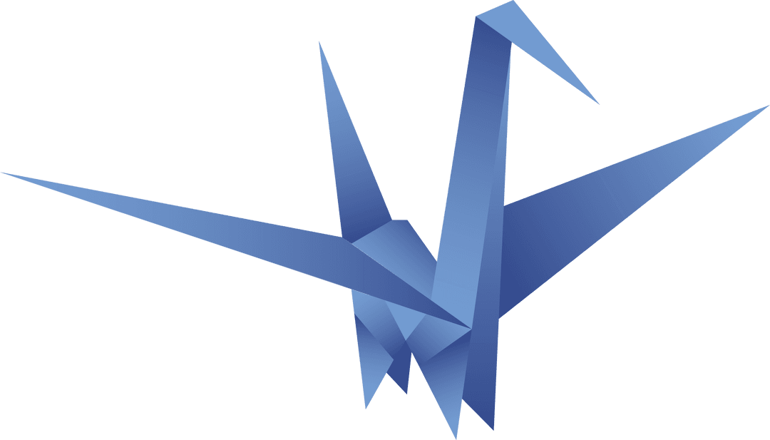 Blue Origami Bird on Transparent Background Vector Illustration