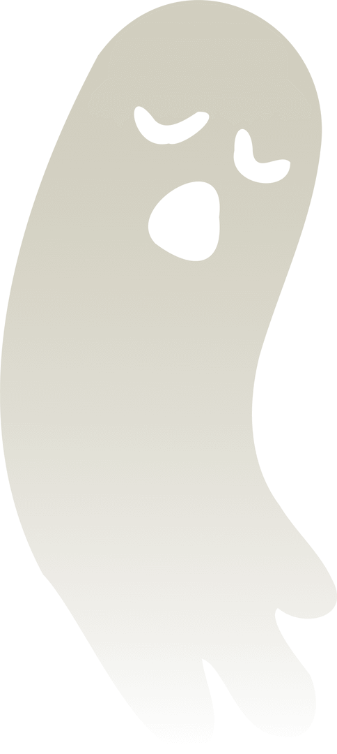 Yawning Ghost Silhouette Floating Over Transparent Background