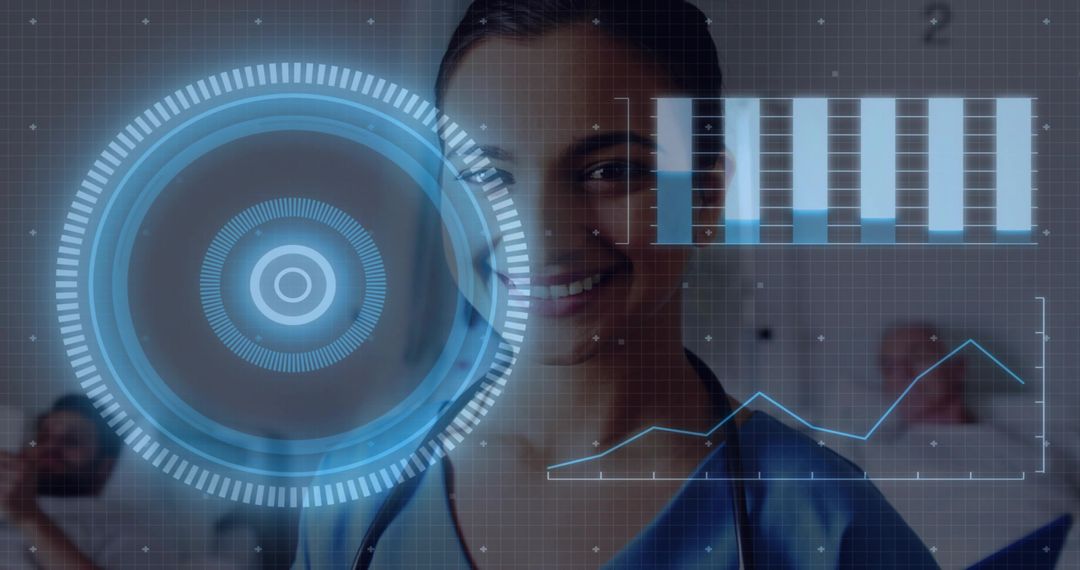 Digital Healthcare Professional Aiding Patient with Cutting-Edge Tech