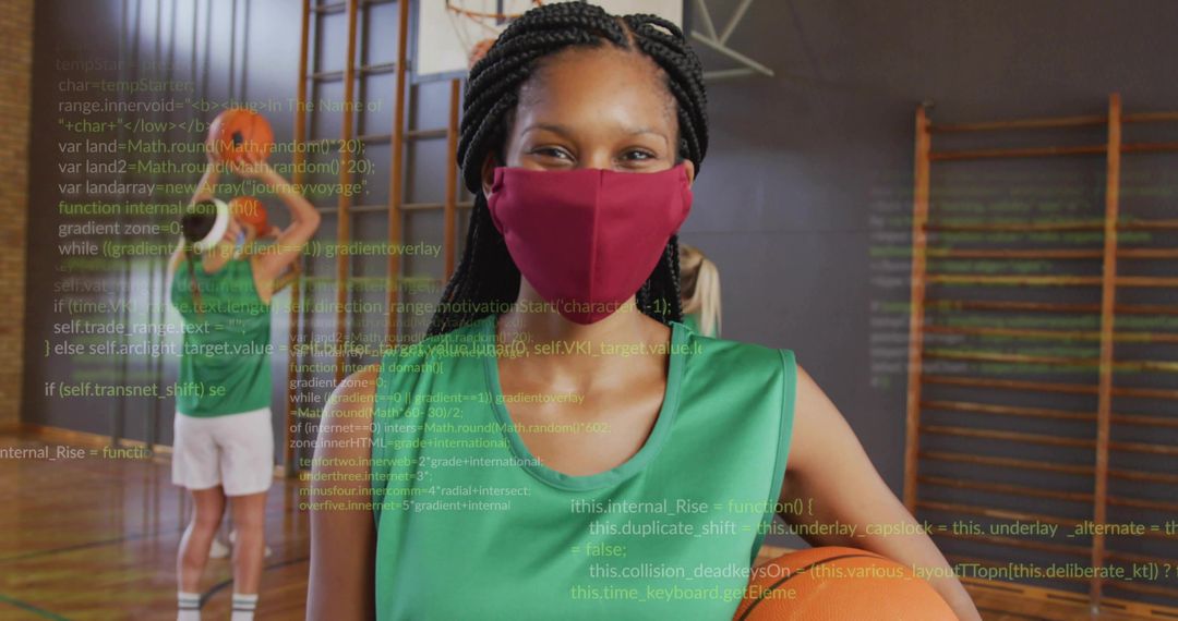 Student Athletes Wearing Masks in School Gymnasium Session