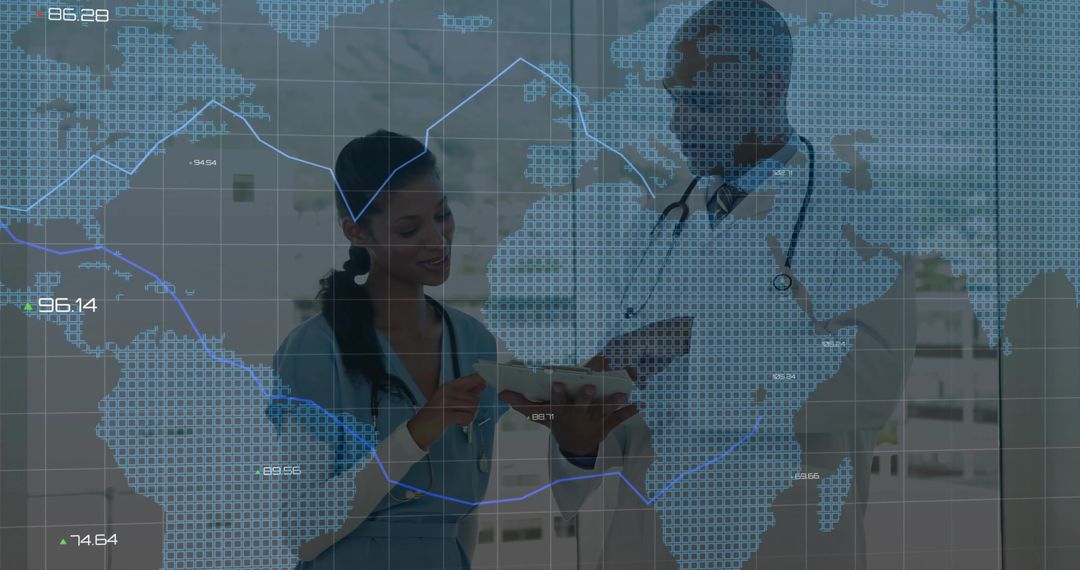 Doctor and Nurse Analyzing Data Technology in Healthcare