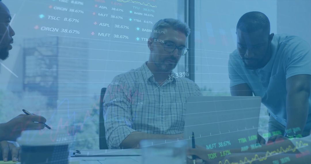 Diverse Team Processing Financial Data and Analyzing Market Trends