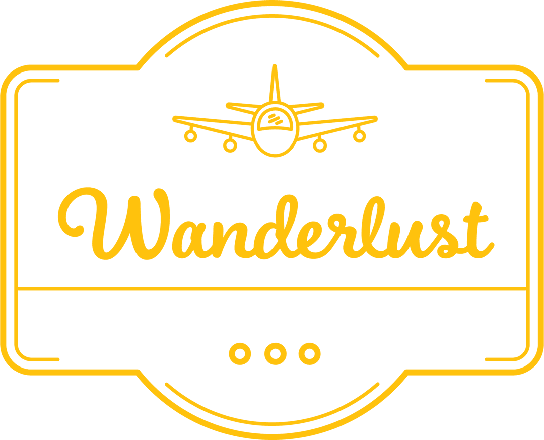 Transparent Wanderlust Badge with Airplane Icon Design