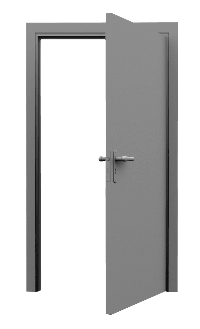 Gray Open Door Illustration on Transparent Background