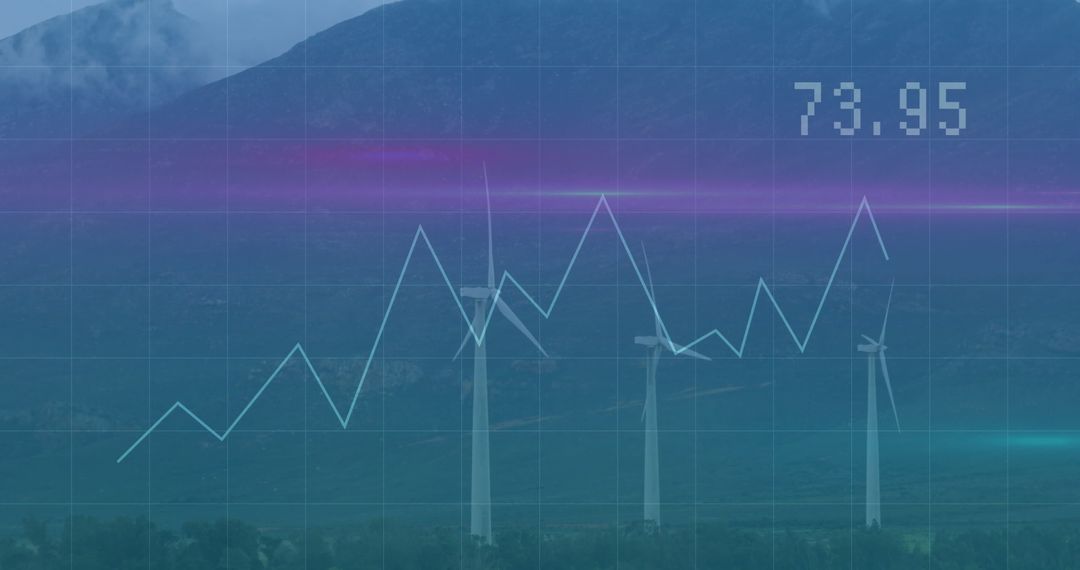 Wind Turbines and Graph Overlay Symbolizing Renewable Energy Growth