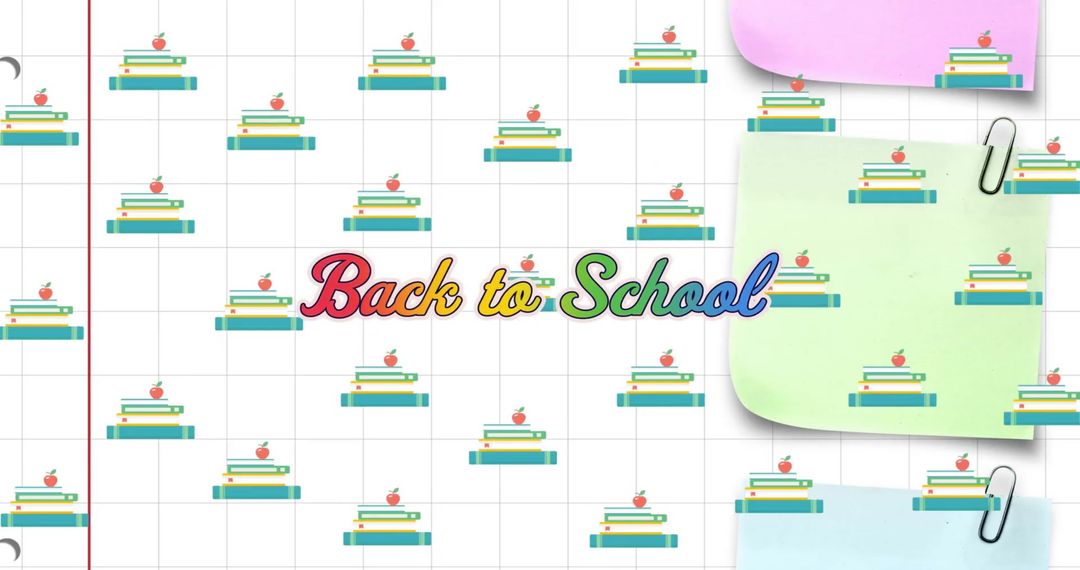 Colorful Back to School Design with Books and Memo Notes
