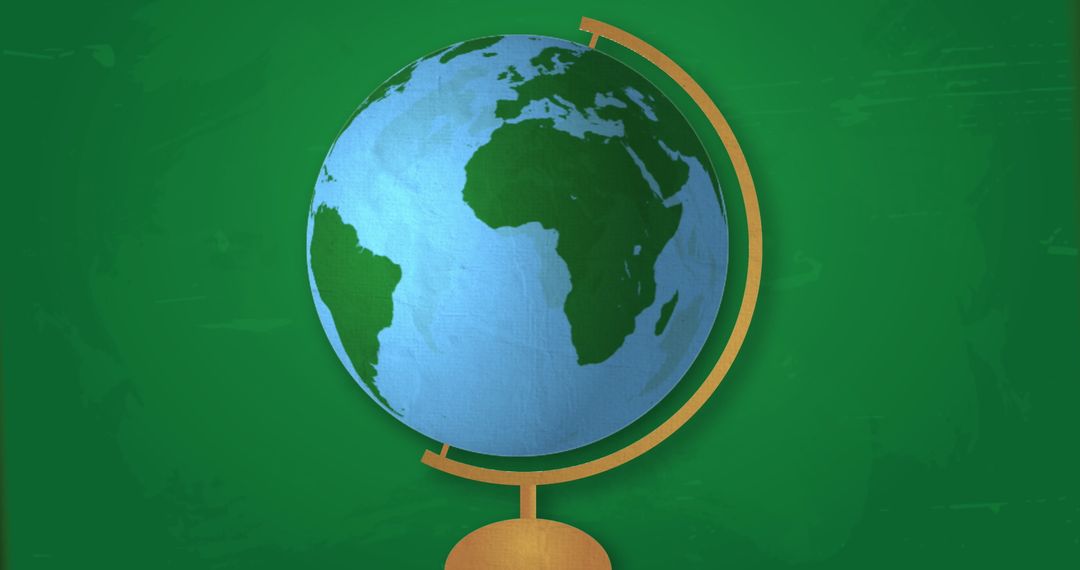 Back to School Concept with Spinning Globe on Green Background