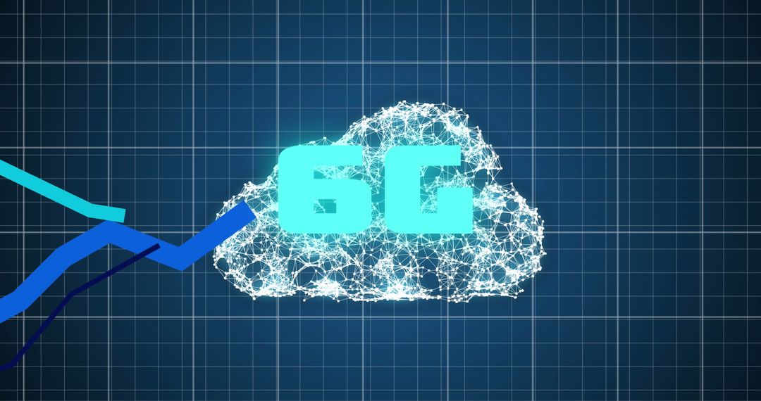 6G Cloud Technology Concept with Data Networks and Growth Graphs