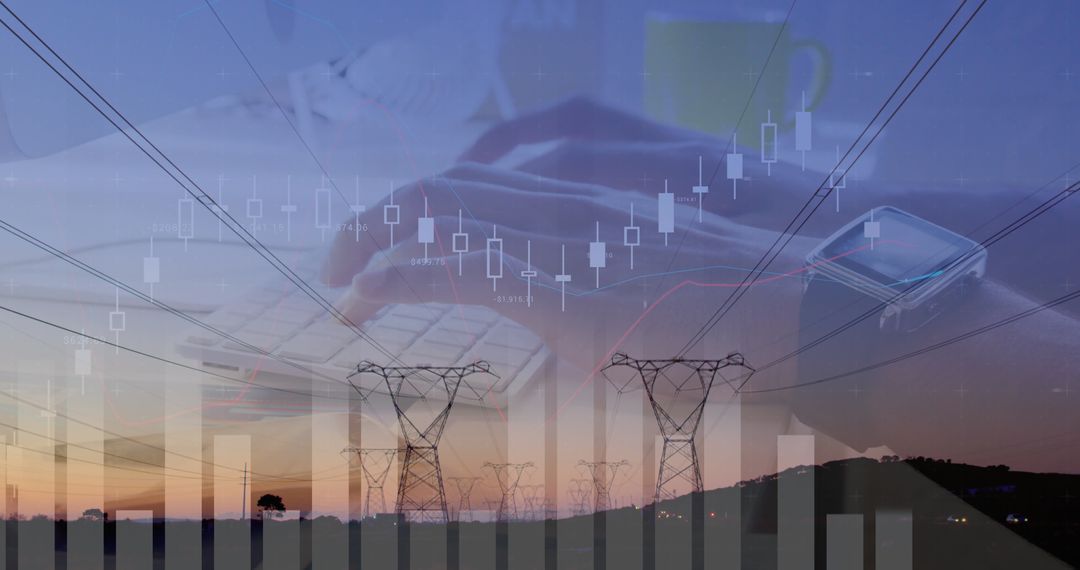 Business Analysis with Digital Graphs over Power Lines at Sunset
