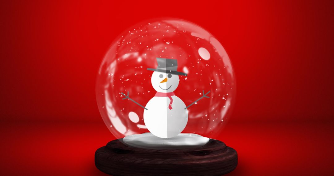 Festive Snowman in Snow Globe on Red Background - Free Images, Stock Photos and Pictures on Pikwizard.com