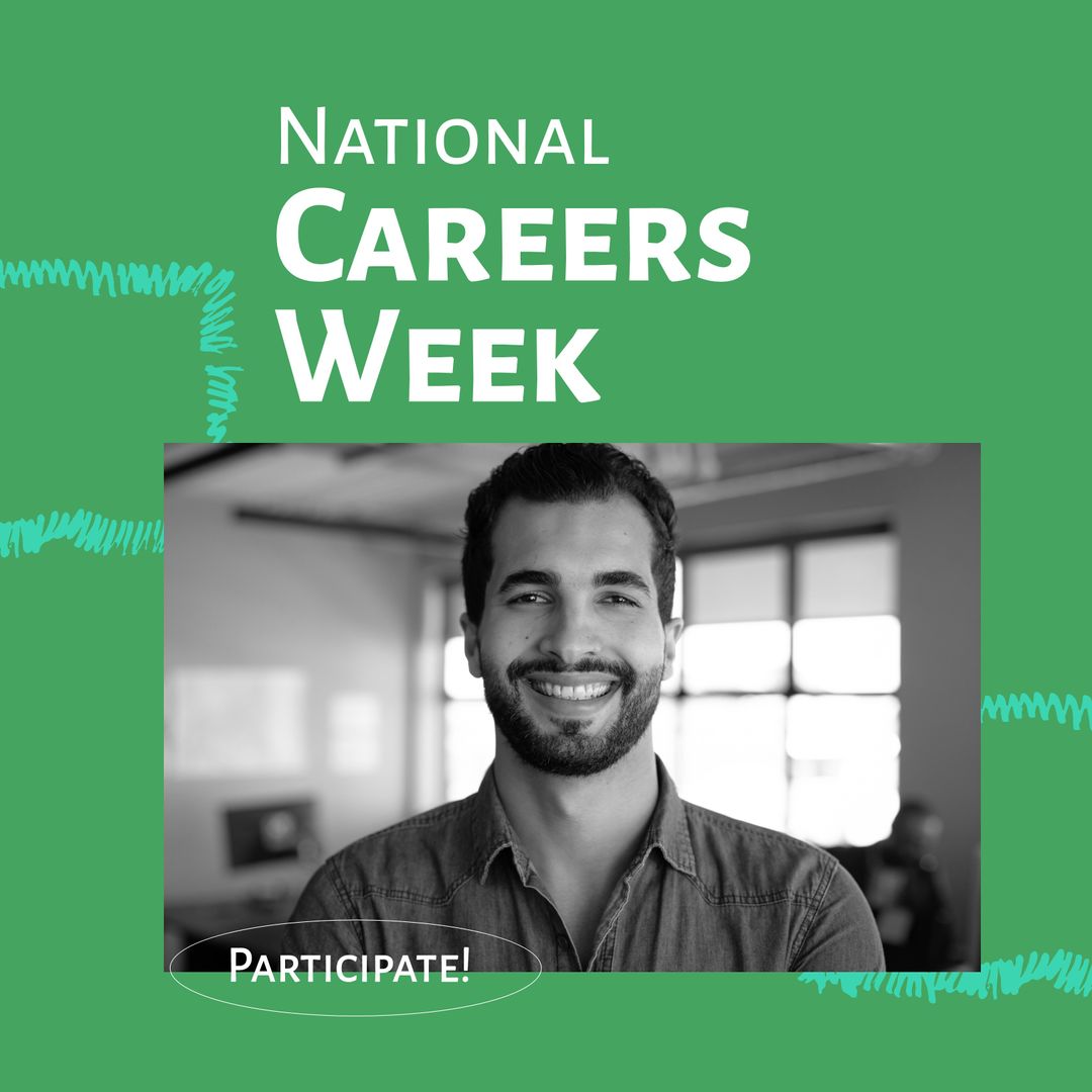 National Careers Week Promotion with Smiling Man in Office