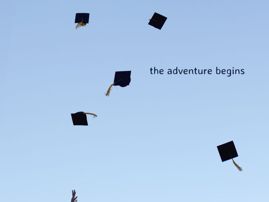 Graduation Caps in Sky Celebrating New Beginnings