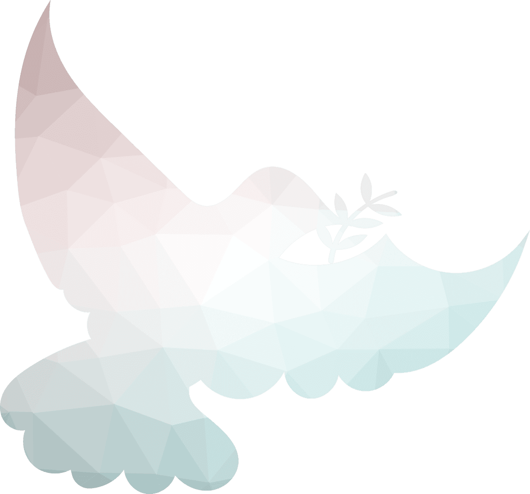 Translucent Glass Dove with Olive Branch on Transparent Background