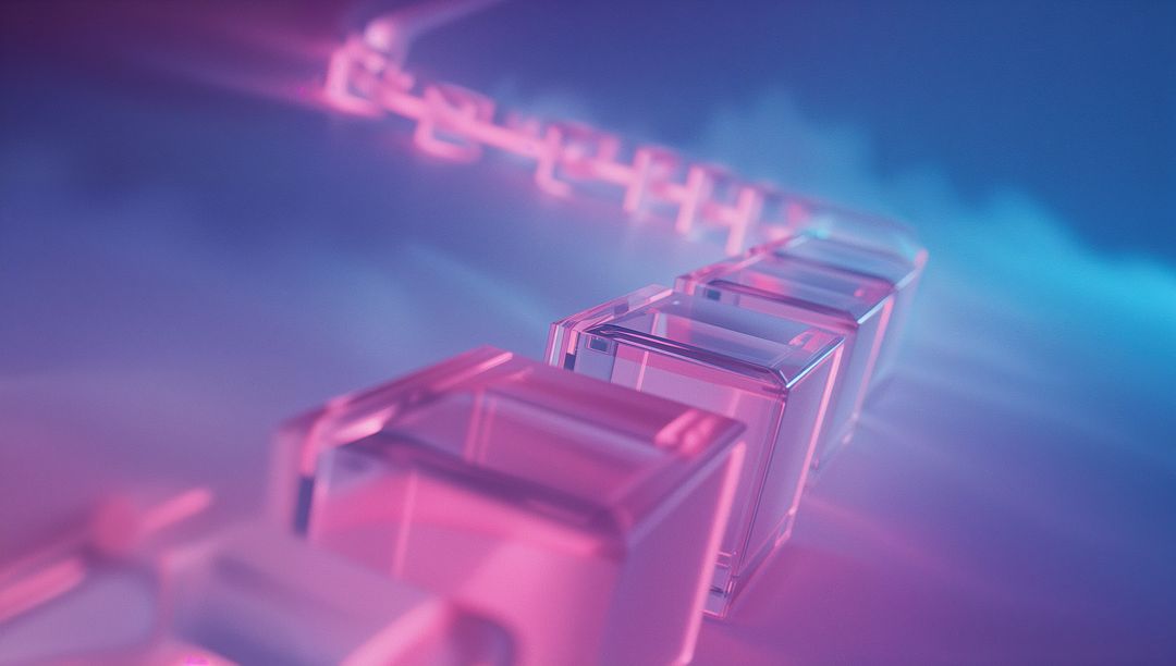 Glowing Translucent Cubes in Neon Gradient Abstract Scene